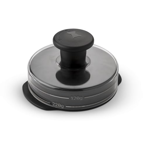 Weber Hamburgerpresse, für gleichmäßige Burger Pattys, zur Zubereitung von 200 oder 120g Patties, abnehmbarer Griff zur einfachen Aufbewahrung, spülmaschinenfest - Schwarz (6400)