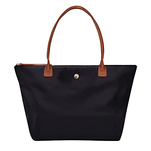 GM LIKKIE Schultertasche für Damen, Nylon, Tragegriff oben, faltbar, Wochenend-Hobo-Handtasche (Schwarz2)
