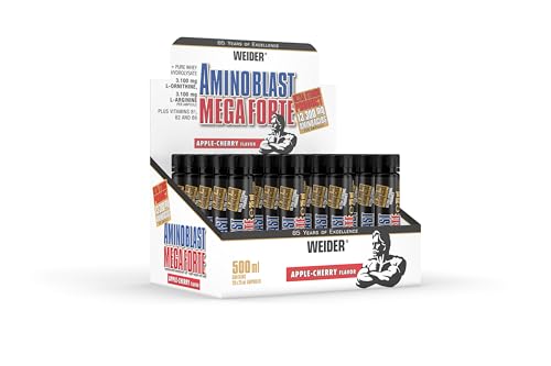 Weider - Amino Blast Mega Forte - Hochdosierter Aminosäuren Komplex - Mit L-Arginin und L-Ornithin - 20 x 25 ml - Apfel-Kirsche