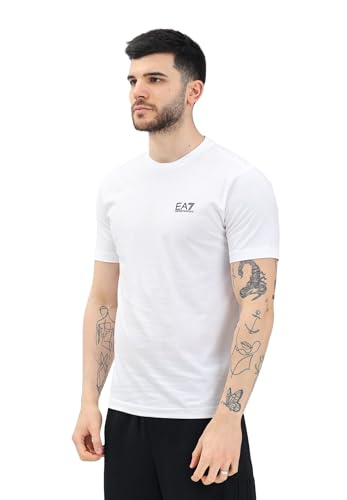 EA7 Herren T-Shirt mit Brust-Logo, schwarz/gold, Weiß, Small