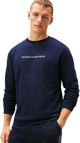 Tommy Hilfiger Herren Sweatshirt Track Top mit Rundhalsausschnitt, Blau (Desert Sky), XXL