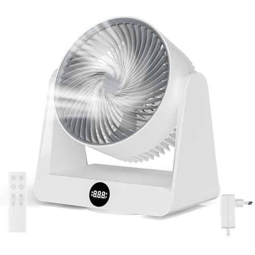 Dreamhigh® Leiser Ventilator mit Fernbedienung, 12-Geschwindigstufe 12H Timer, 90° Auto oszillierend, Tischventilator Sehr Leise,DC-Frequenzumwandlung, Luftzirkulation, für Büro, Schlafzimmer, 30 m²