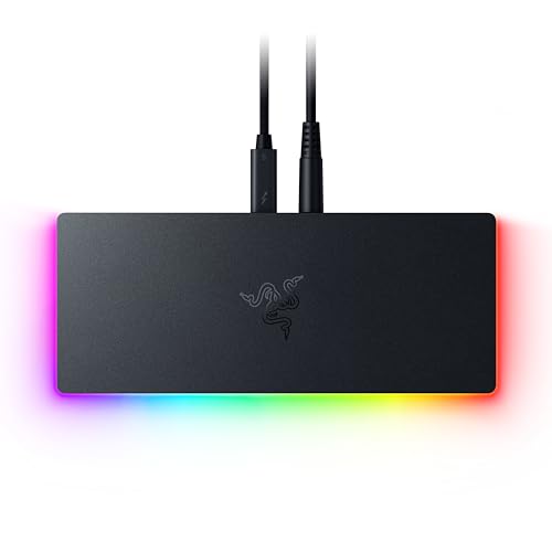 Razer Thunderbolt 5 Dock Chroma - 10 Anschlüsse mit M.2-Speicherslot - 3X 4K-Displays mit 144 Hz oder 1x 8K-Display - Thunderbolt Share-fähig - 140W Passthrough - EU Stecker - PC/Mac | Schwarz