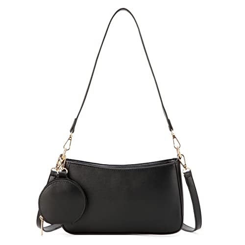 LIAOLI Schwarze Handtasche für Damen Schultertasche Kleine,Handbags for Teenager MäDchen UmhäNgetasche Y2k Hobo Shoulder Bag PU Leder Handbags