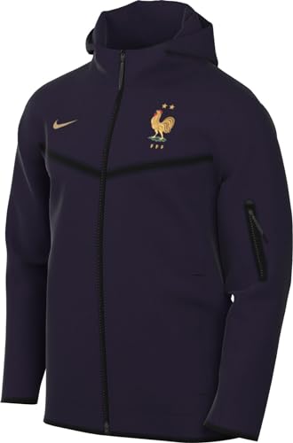 Nike Herren FFF Tech Fleece Windrunner Fußball-Hoodie Mit Durchgehendem Reißverschluss Für Sweatshirt, Blackened Blue/Club Gold, 3XL EU