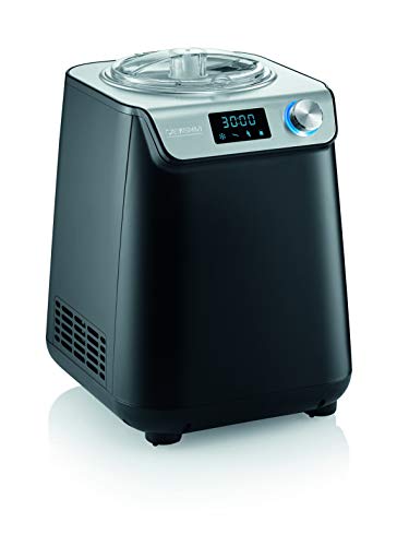 SEVERIN EZ 7407 Kompakt-Eismaschine mit Kompressor, 1.2l Fassungsvermögen, hochwertiges Gehäuse Applikation, Innovative Joghurt-Funktion, 1.2 liters, Silber/Edelstahl-gebürstet