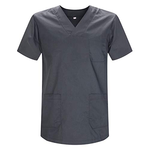 MISEMIYA - Medizinische Uniformen Unisex Top Krankenschwester Krankenhaus Berufskleidung - XX-Large, Grau