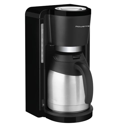 Rowenta CT3818 Filterkaffeemaschine Adagio Milano, Edelstahl- Thermokanne, 10-15 Tassen, Fassungsvermögen 1,25 L, Automatische Abschaltung, 730W-870W, 26 x 21 x 36.5 cm, Schwarz