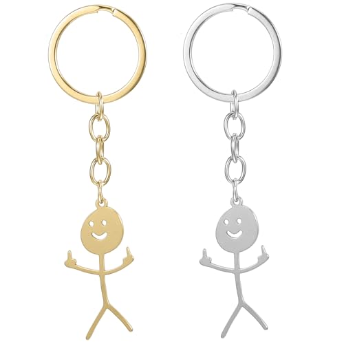 Ouligay 2 Stück Mittelfinger Schlüsselanhänger Lustig, Lustige Schlüsselanhänger Geschenke, Witzig Middle Finger Anhänger Gift Mittelfinger Geschenk für Paare Guten Freund Aprilscherz Halloween