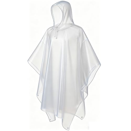 CHGANG Regenponcho Wasserdicht Regenjacke für Herren Damen, Leicht Regencape Regenschutz Wiederverwendbarer mit Kapuze für Festivals, Camping, Wandern, Reisen, Einheitsgröße (Durchsichtig) (Klar)
