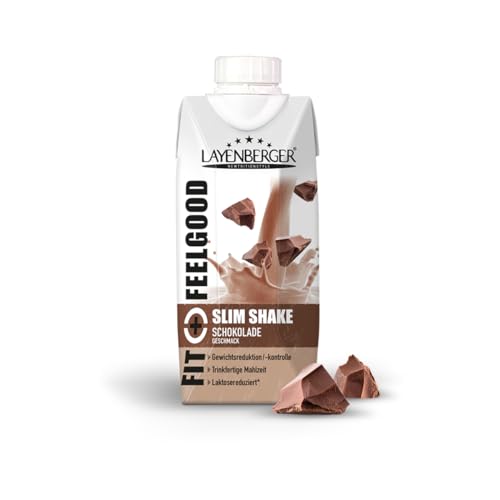 Layenberger Fit+Feelgood Slim Shake Fixfertig, trinkfertiger Mahlzeitersatz für 8 Portionen mit je 208 kcal (8x 330 ml) - Schokolade