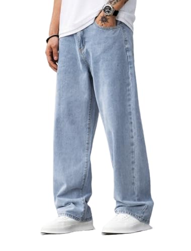 LuminBlaze Baggy Jeans Herren Y2K Streetwear Vintage Jeanshosen Loose Fit Denim Pants mit Weites Bein Lässig Männer Straight Leg