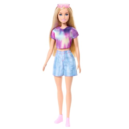 Barbie Mysteries: Beach Detectives Malibu Modepuppe mit unverkennbarem Outfit zum An- und Ausziehen und Accessoires, inklusive Sonnenbrille, JFV63