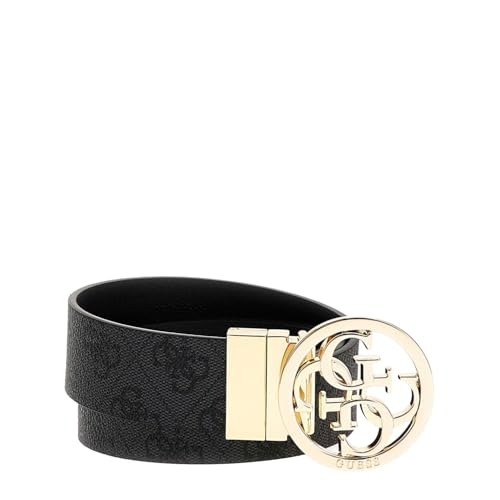 GUESS Gürtel Noelle Nolana Belt W105 Coal Logo dunkelgrau schwarz kürzbar wendbar