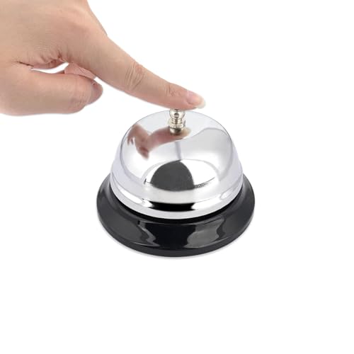 Edelstahl Tischglocke, silberner Metall Service Glocke, mit Nicht rutschender Unterseite, geeignet für Restaurant Waiter Rufe, Hotel Rezeption und Büro-Erinnerungen