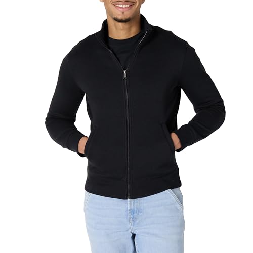 Amazon Essentials Herren Fleece-Jacke mit durchgehendem Reißverschluss, Schwarz, L