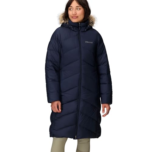 Marmot Damen Wm's Montreaux Coat, Leichte Daunenjacke, wasserdichter Daunenparka, warmer Wintermantel, regendichte Winterjacke, winddichte Funktionsjacke mit Kapuze, Midnight Navy, L