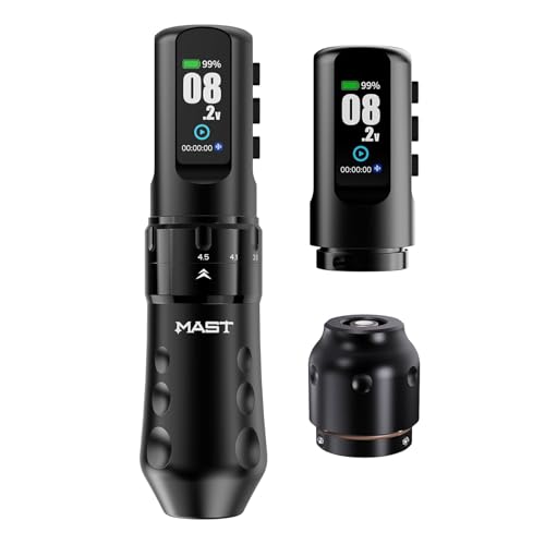 Mast Tattoo Flip4 Pro Tattoo Maschine Set Kabellose Tätowiermaschine 7 Strokes 2,5-4,5mm, 2 Akku 2000mAh für Anfänger & Profis