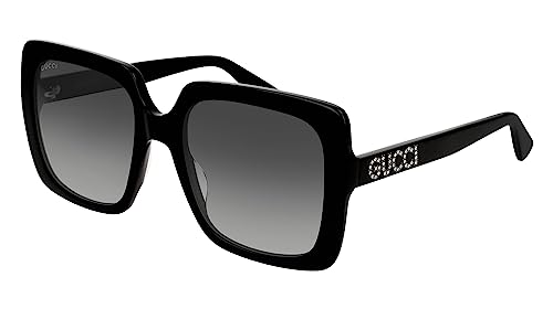 GUCCI Womens GG0418S Sunglasses, Black-Black-Grey, 54