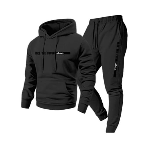 Generisch Laufbekleidung Herren Übergröße Men's Sachen Warm Zubehör Outfit Lauf Jogging Gym Men Kurzgrößen Fitness Gym Sport Jogging Set Jogginganzüge für Herren L