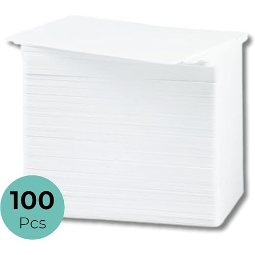 Double Drgaon, 100 Premium Leer Weiß PVC Plastik Geschäfts-ID Karten, CR80, 30 Mil (760 Mikron) - Geeignet für Zebra Magicard Evolis Fargo Datacard NiSCA ID Kartendrucker (86 x 54mm)