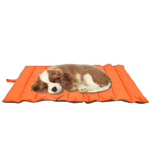BOYIFEIJIE Hundedecke für Unterwegs 110x68cm, Wasserdicht Waschbare rutschfeste Hundematte, Tragbare Reise- & Outdoor-Decke für Auto Urlaub Alltag (Orange)