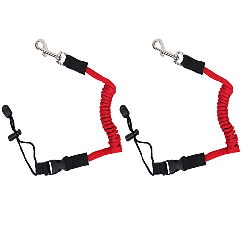 Qaziuy 2 Stück Kajak Paddel Leine,Elastische Kajak Kanu Paddel Leine Sicherungsleine Kajak Paddel Seil mit Karabinerhaken, Kajak Zubehör für Kajak Kanusport Bootfahren Surfen