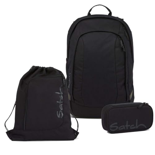 Satch Air Schulrucksack Set 3tlg. inkl. Schlamperbox und Sportbeutel (Blackjack)