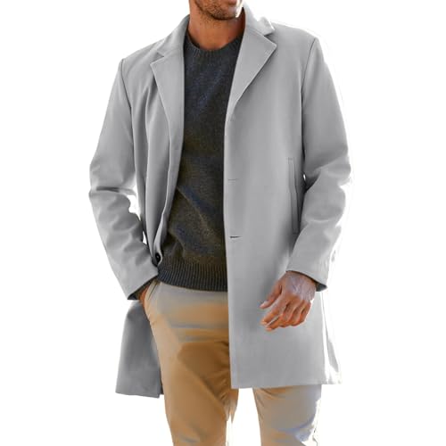 SOOUICKER Mantel Herren Winter Elegant Wintermantel Wolle Trenchcoat Kurz Wollmantel Slim Fit Kurzmantel Übergang Übergangsjacke Business Modern Peacoat Jacke