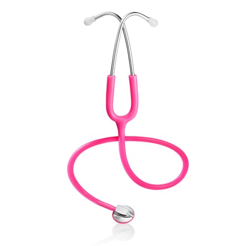 Scian Leichtes Stethoskop für Ärzte, Krankenschwestern, Studenten, Erwachsene, Einkopfstethoskope mit schwarzem Rohr, silbernes Bruststück-Headset für den Heimgebrauch (Rosa)