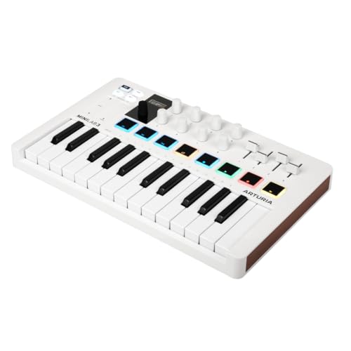 Arturia - MiniLab 3 - Universal-MIDI-Controller für Musikproduktion, mit All-in-One-Softwarepaket - 25 Tasten, 8 Multicolor-Pads, white