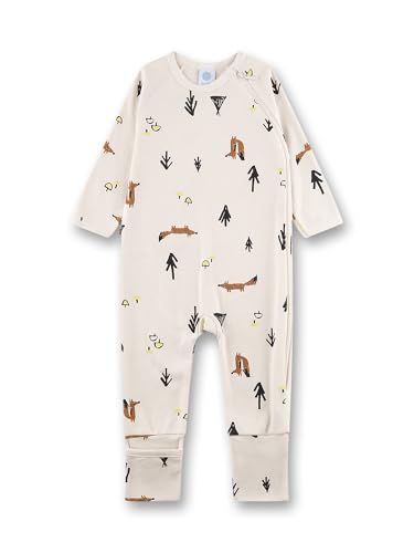 Sanetta Baby-Strampler off-white Fuchs | Praktischer und bequemer Strampler aus Feinripp aus Bio-Baumwolle für Jungen.