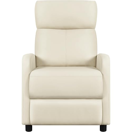Yaheetech Relaxsessel Fernsehsessel Einzelsofa Ruhesessel mit Verstellbarer Beinablage Liegesessel aus Kunstleder Beige