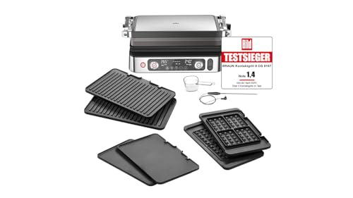 Braun MultiGrill 9 Pro CG 9167, Kontaktgrill mit Grill-, Flach-, Waffelplatten und Temperaturfühler, Grillpositionen: Kontakt, BBQ, Ofen, Spülmaschinenfeste Platten, Boost-Funktion bis 265°
