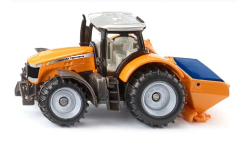 Siku 1563, Massey Ferguson mit Salzstreuer, Metall/Kunststoff, Orange, Spielzeugtraktor für Kinder, Inkl. Salzstreuer, Abnehmbare Kabine
