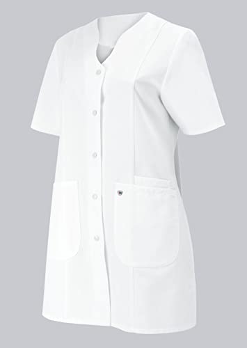 BP 1640-485-21-40n Damen-Kasack, 1/2 Hülse, V-Ausschnitt mit Druckknopfband, 215,00 g/m² Stoffmischung, weiß, 40n