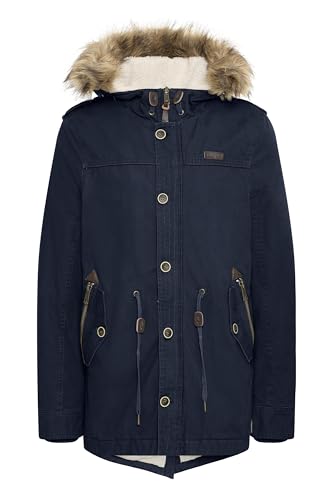 Indicode IDPulsoor Herren Winterjacke Parka Mantel gefüttert mit Teddy-Futter Fellkapuze Pattentaschen Baumwollmischung Regular fit, Größe:M, Farbe:Navy (400)