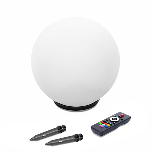 Esotec Solarkugel Liana CCT, 30cm, Multicolor, Fernbedienung, Akku, LED Gartenkugel, Leuchtkugel, Kunststoff, Erdspieß, IP44, wetterfest, Winterfest, außen, 102640