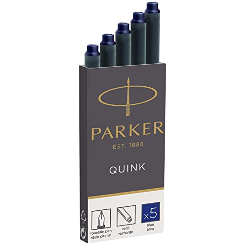 Parker Tintenpatronen für Füller | lange Patronen | blaue QUINK Tinte | 5 Stück