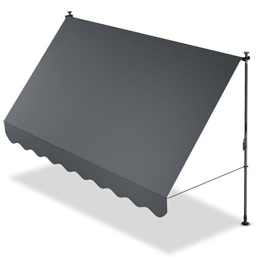 Juskys® Klemmmarkise Kapstadt 300x120 cm - Höhenverstellbar & UV-beständig - Balkon & Terrasse - Wetterfest & Sichtschutz - Terrassenüberdachung Grau
