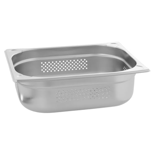 METRO Professional GN-Behälter 1/2, Edelstahl 14/1, 100 mm Höhe, Stapelbar, Spülmaschinenfest, Perforiert, silber