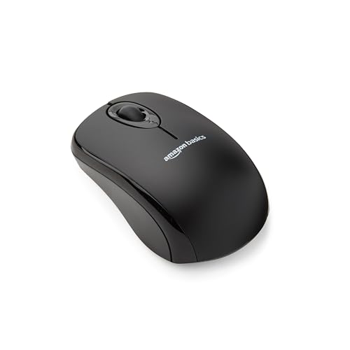 Amazon Basics Kabellose Computer-Maus mit USB-Nano-Empfänger, Schwarz