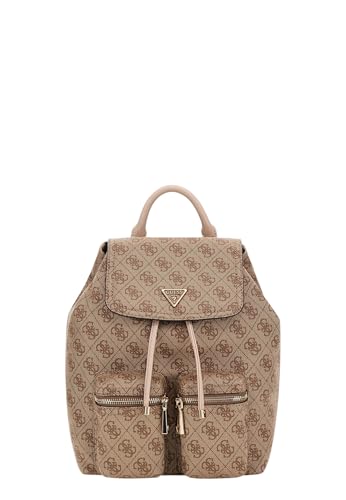 GUESS Rucksack Freizeitrucksack Manhattan II Flap Backpack Latte Logo beige