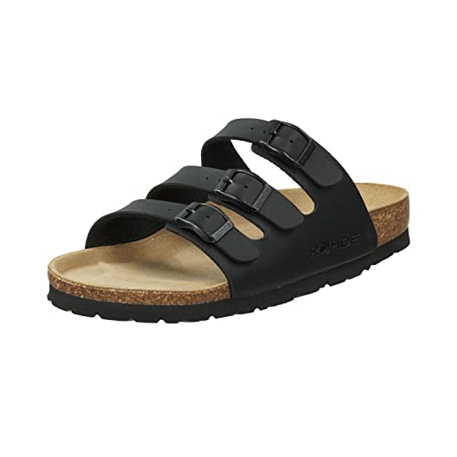 Rohde Damen, Frauen, Klassische Sandalen, Sandalen,Pantoletten,Sommerschuhe,Hausschuhe,Kork-fußbett,SCHWARZ,41 EU / 7.5 UK