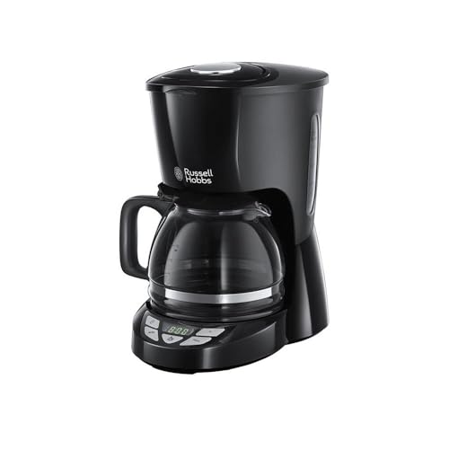 Russell Hobbs Kaffeemaschine [Digitaler Timer, Brausekopf für optimale Extraktion&Aroma] Textures+ (1 bis12 Tassen, 1,25l Glaskanne, Warmhalteplatte, Tropf-Stopp) Filterkaffeemaschine 22620-56
