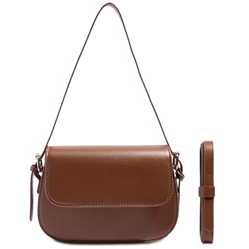 Mabecol Umhängetasche Damen, Kleine Handtasche PU Leder, Schultertasche Handtasche Klein, Umhängetasche Shopper Tasche für Alltag, Arbeit, Freizeit, Braun