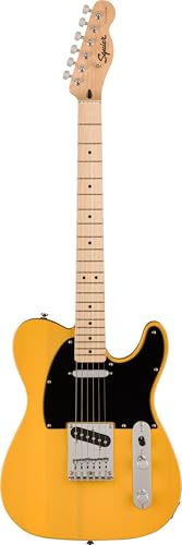 Squier by Fender Sonic Telecaster, E-Gitarre, Ahorngriffbrett, Schwarze Schlagplatte, Butterscotch Blonde, Inklusive kostenloser virtueller Kurse auf Fender Play