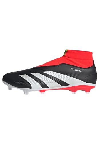 adidas Unisex Predator League Laceless Firm Ground Football Boots, Core Black/Cloud White/Solar Red, 46 EU