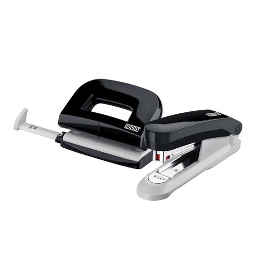 Novus Schreibtisch Set (Heftgerät E 15 mit Locher E 210, inkl. 1000 Heftklammern No. 10) schwarz