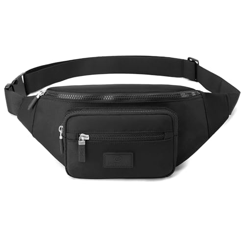 Bauchtasche Gürteltasche für Damen und Herren Hüfttasche Handytasche Sport Laufgürtel, Schwarz